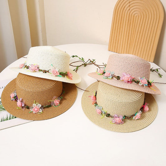 Alora Bloom Flat Straw Hat