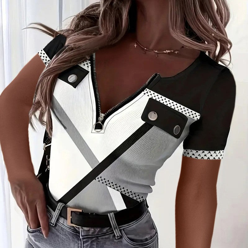 Clemara Zip Colorblock Tee