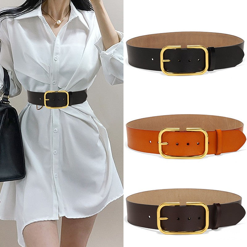 Delmare Wide Luxe Leather Belt